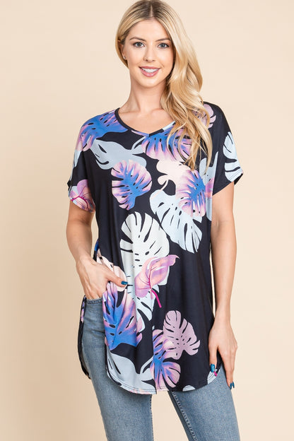 Printed Round Neck Short Sleeve T-Shirt