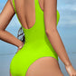 Cutout Notched Wide Strap One-Piece Swimwear