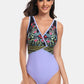 Printed Surplice Wide Strap One-Piece Swimwear