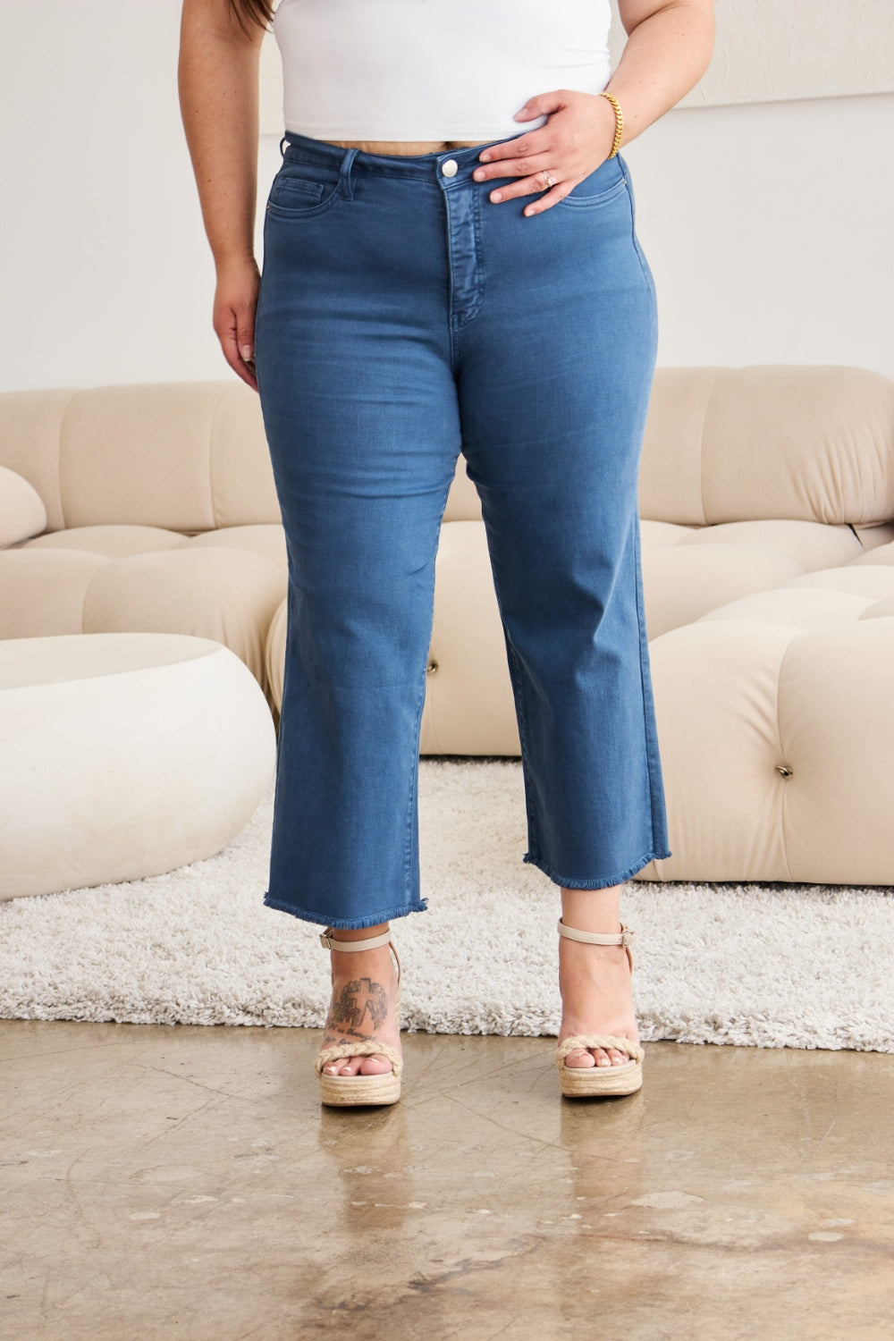 Crop Chloe Tummy Control High Waist Raw Hem Jeans