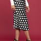 RENEE C Polka Dot Satin Midi Skirt