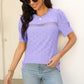 Eyelet Round Neck Short Sleeve T-Shirt