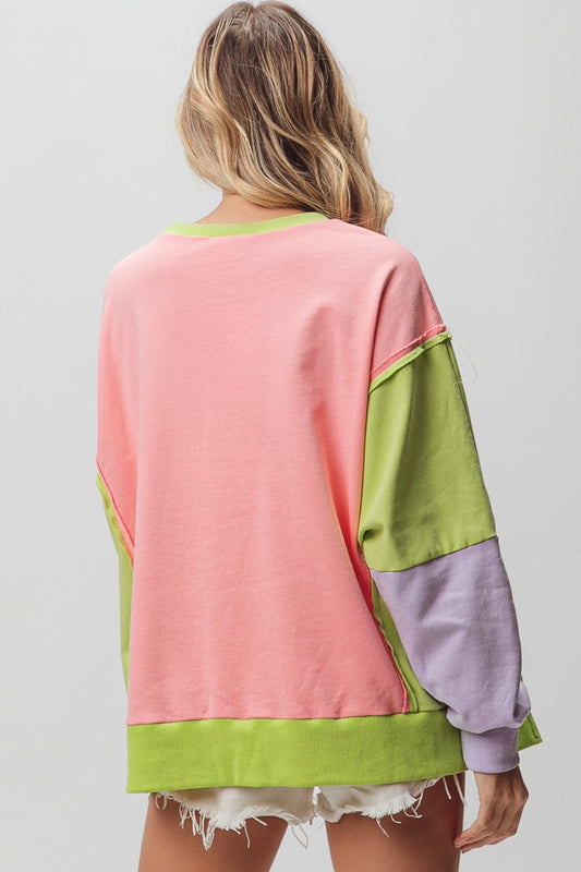 Washed Color Block Sweatshirt