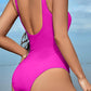 Cutout Notched Wide Strap One-Piece Swimwear