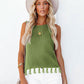 Cutout Tassel Round Neck Tank