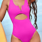 Cutout Notched Wide Strap One-Piece Swimwear