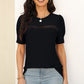 Eyelet Round Neck Short Sleeve T-Shirt