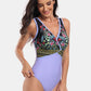 Printed Surplice Wide Strap One-Piece Swimwear