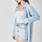 RISEN Raw Hem Distressed High Rise Denim Shorts