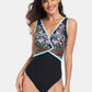 Printed Surplice Wide Strap One-Piece Swimwear