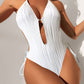 Textured Cutout Tied One-Piece Swimwear