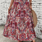 Printed Elastic Waist Maxi Skirt