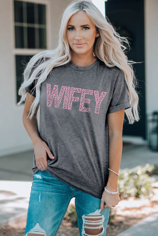 Wifey Leopard Graphic Short Sleeve T