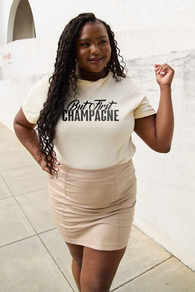 But First Champagne Round Neck T-Shirt