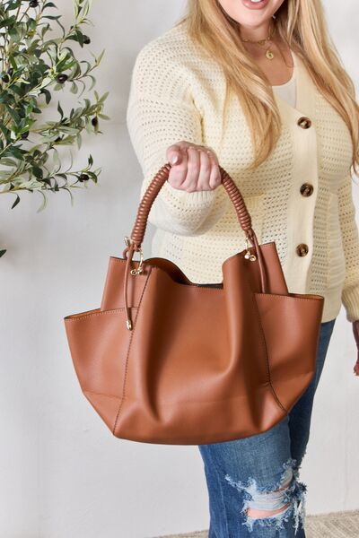 Vegan Leather Handbag with Pouch