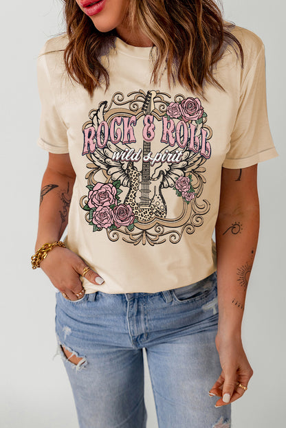 Rock & Roll Graphic Cuffed Short Sleeve Tee