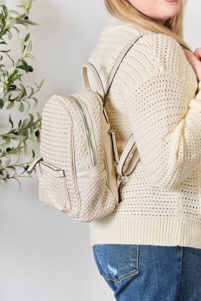 Vegan Leather Woven Backpack