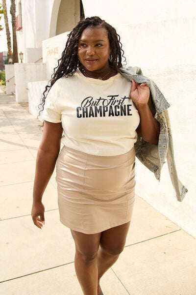 But First Champagne Round Neck T-Shirt