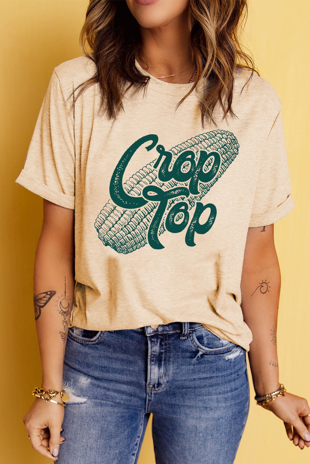 Corn Letter Graphic Cuffed T