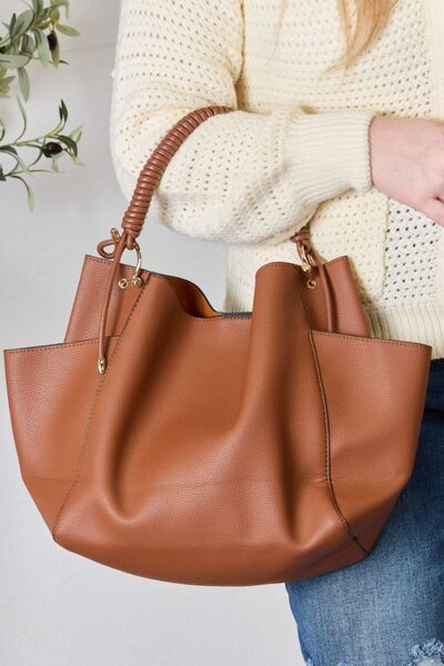 Vegan Leather Handbag with Pouch