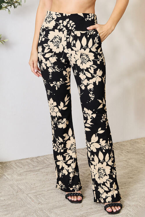 High Waist Floral Flare Pants