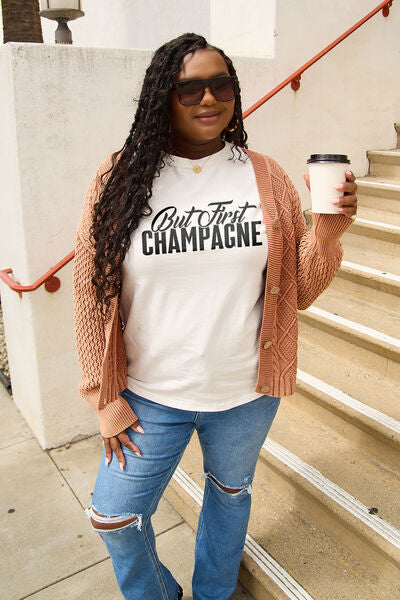 But First Champagne Round Neck T-Shirt