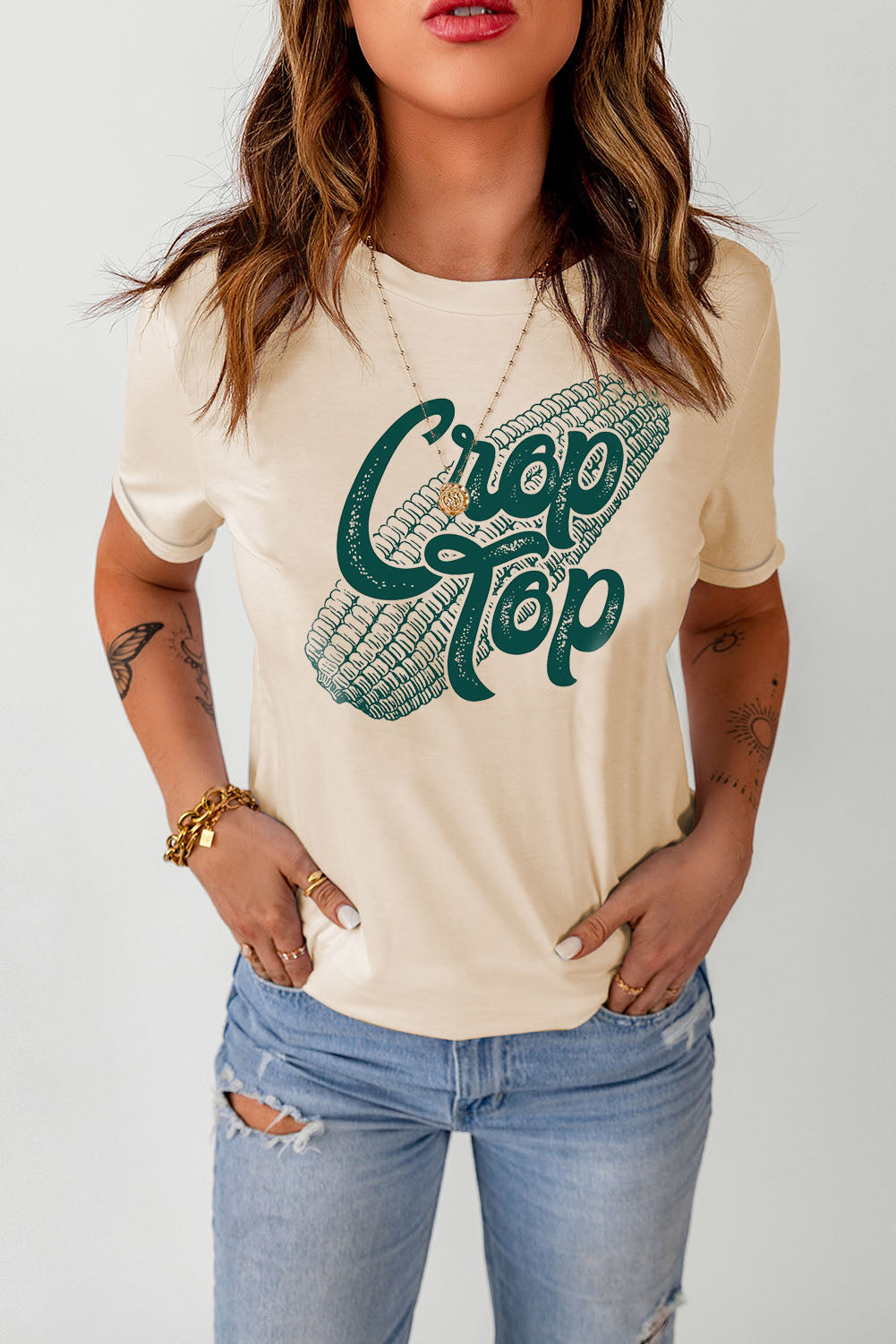 Corn Letter Graphic Cuffed T