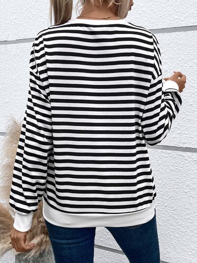 Heart Patch Striped Sweatshirt