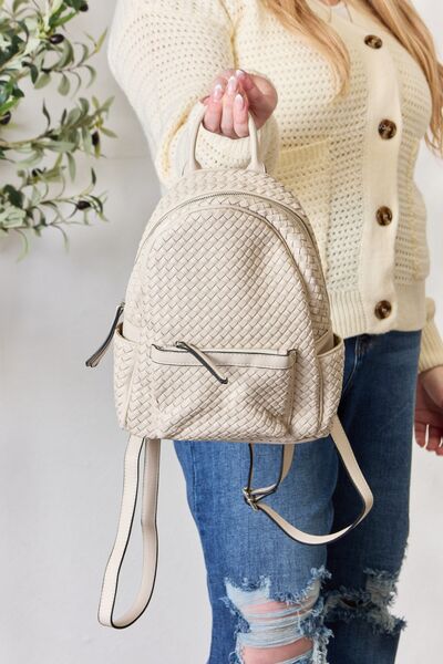 Vegan Leather Woven Backpack